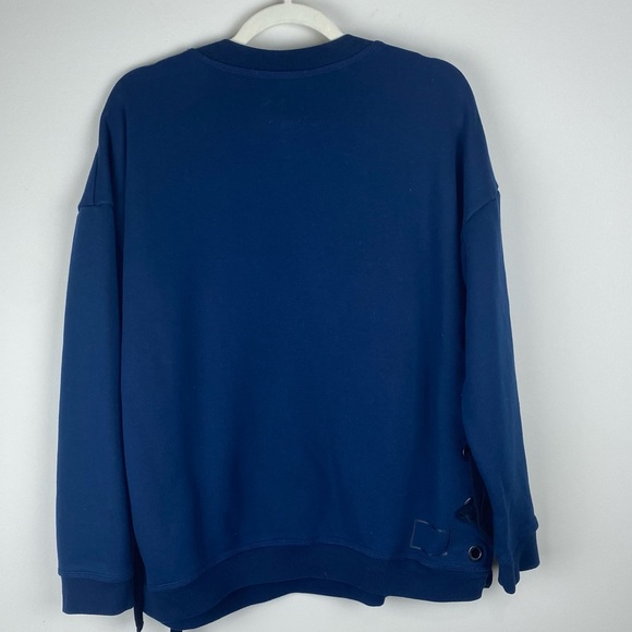 Wesley Anthropologie sweatshirt pullover with ribbon tie laced sides sz L - Picture 3 of 4